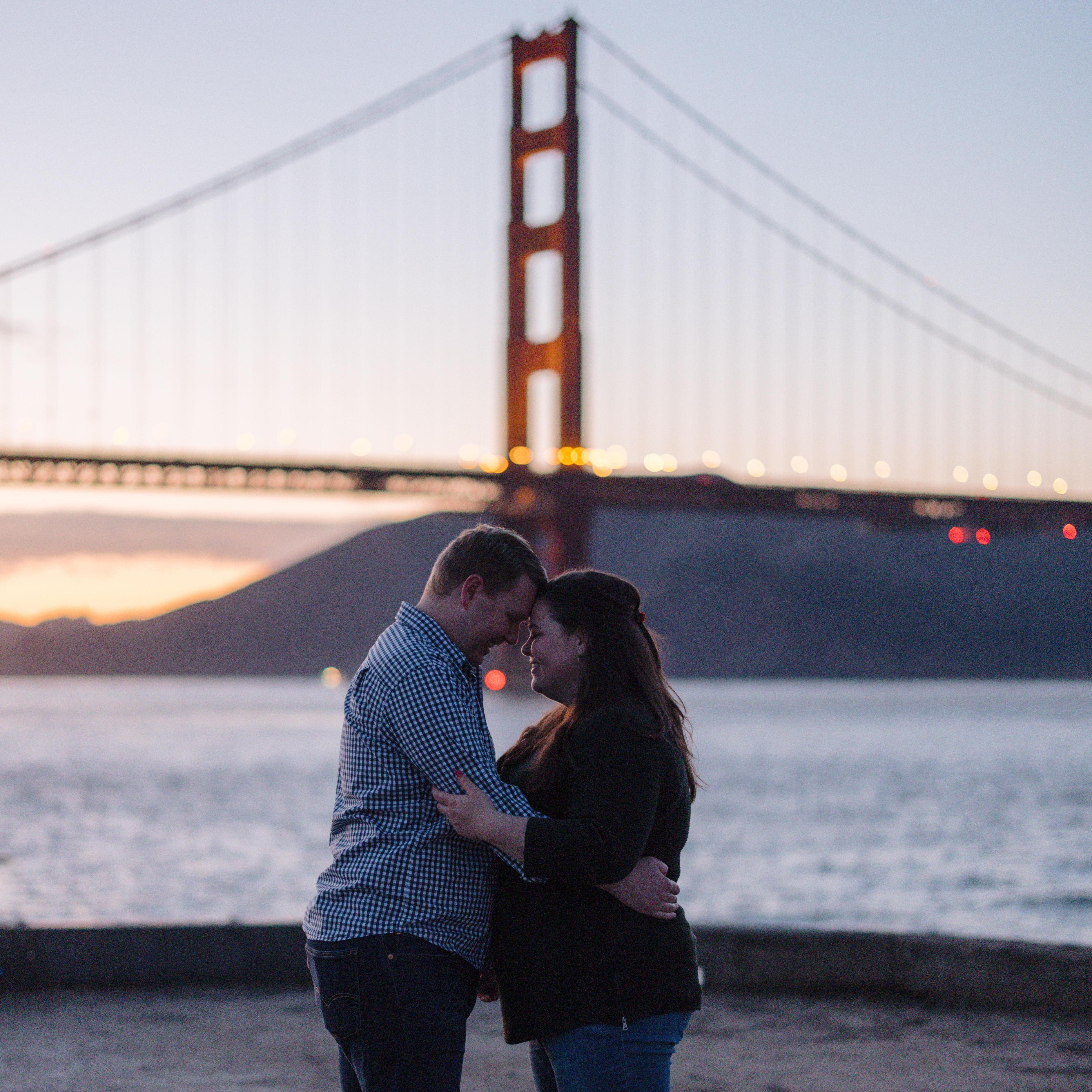 From our engagement shoot - we were lucky to capture the Golden Gate Bridge during a fog-free sunset!
