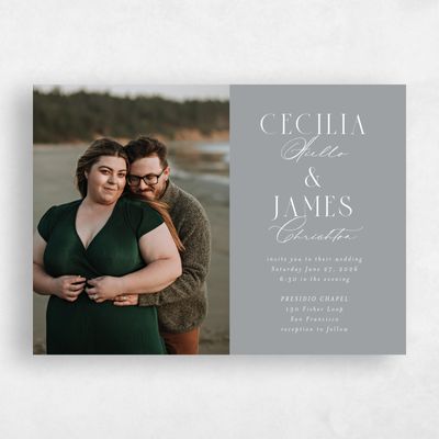 Pewter Gray, Grey Wedding Invitation - Shahira Photo