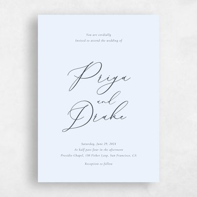 Light Sky, Blue Wedding Invitation - Merlo Portrait