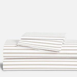 Classic Percale Core Sheet Set Tandem Stripe in Pebble - Queen