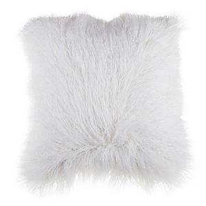 Mongolian Faux Fur Square Throw Pillow in Ivory