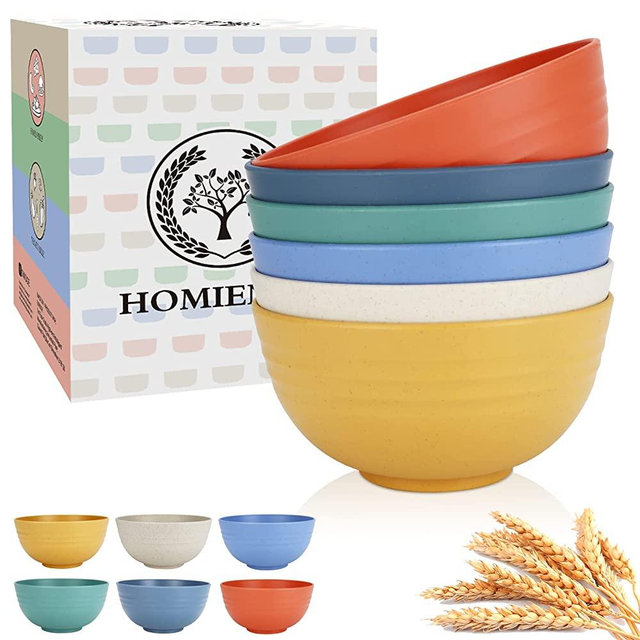 Homienly Cereal Bowls 6 Pieces, Unbreakable Wheat Straw Bowls Set 26 OZ Microwave and Dishwasher Safe BPA Free And Reusable Lightweight Bowl For Rice Noodle Soup Snack Salad Fruit with 6 Colors