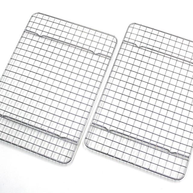 Checkered Chef Cooling Racks For Baking - Quarter Size - Stainless Steel Cooling Rack / Baking Rack Set of 2 - Oven Safe Wire Racks Fit Quarter Sheet Pan - Small Grid Perfect To Cool and Bake