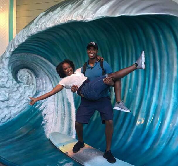 If only we could put on all the fun stuff we did together, this picture was in Summer 2018 at universal when we made if official. This was his first attempt to lift me up.