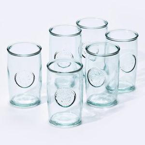 Recycled Glass Drinking Glasses Set of 6, 15oz Highball Glasses