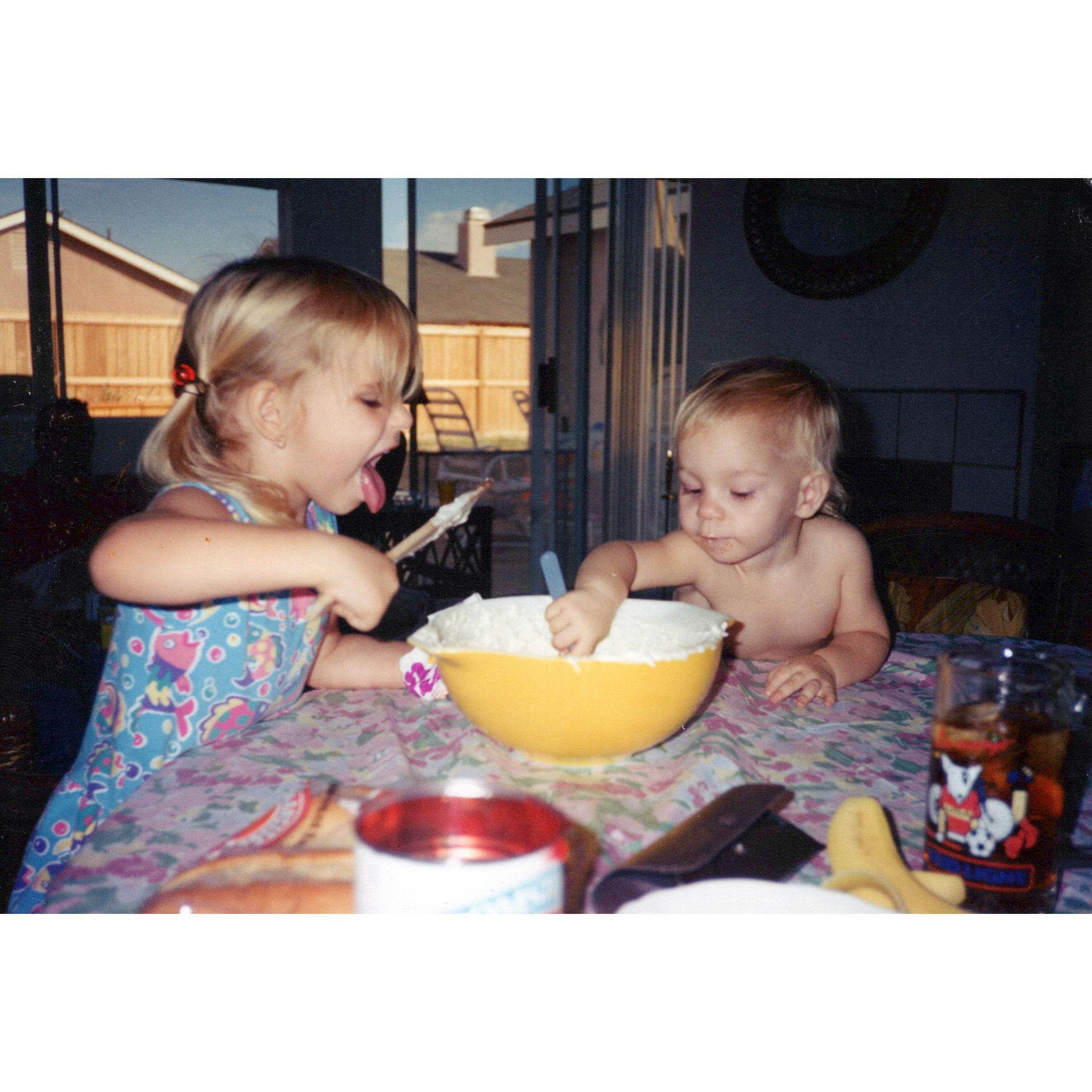 Ashleigh and her sister Alyssa "baking"