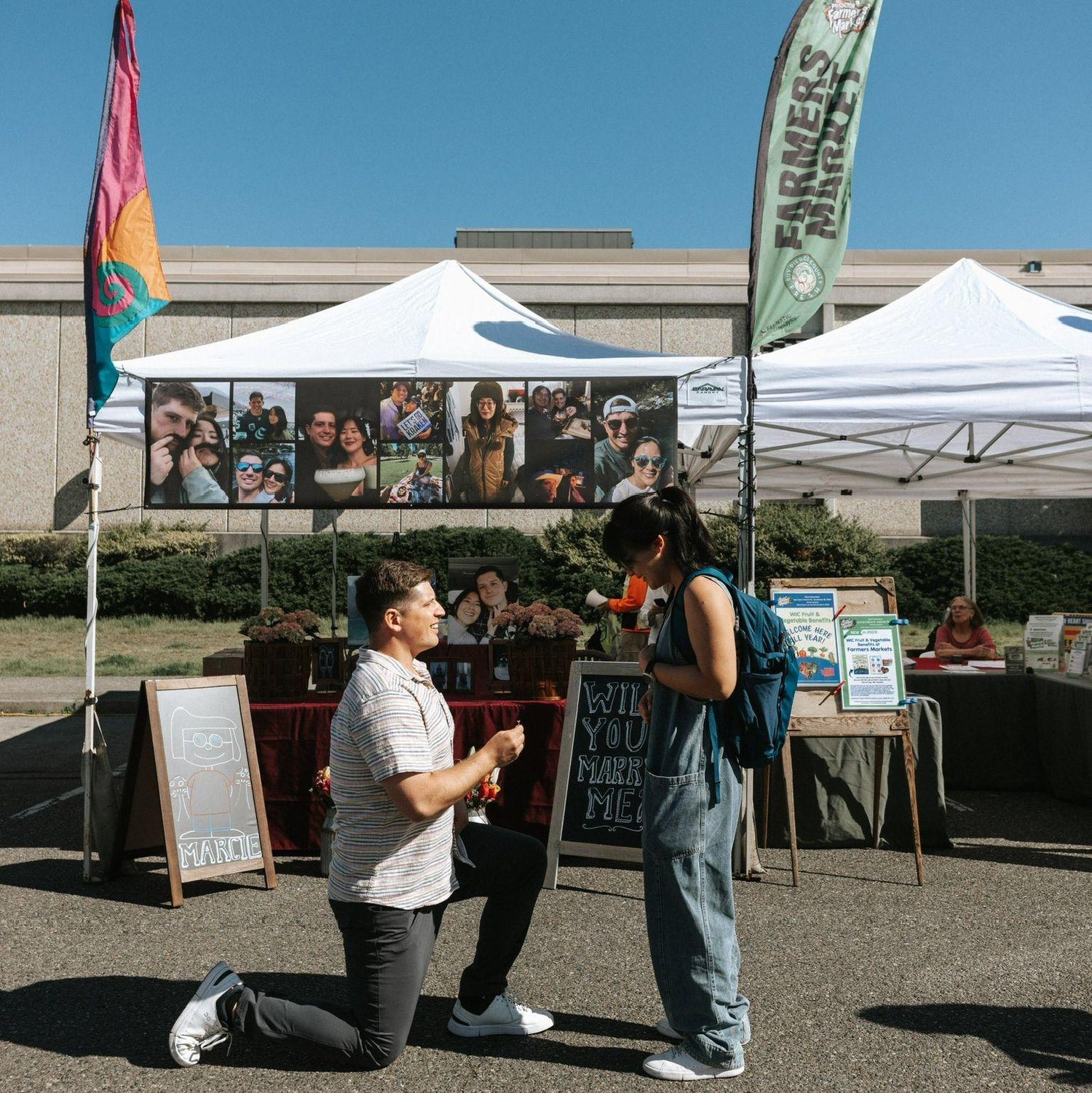 A picture of our engagement - Marcie thought she was going to the farmer's market.