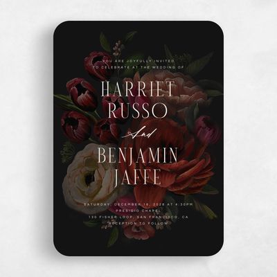 Black Rounded Wedding Invitation - Malina Portrait