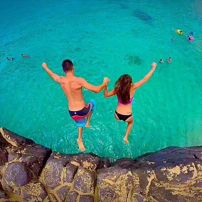 "If you jump, I jump" North Shore Waimea Bay