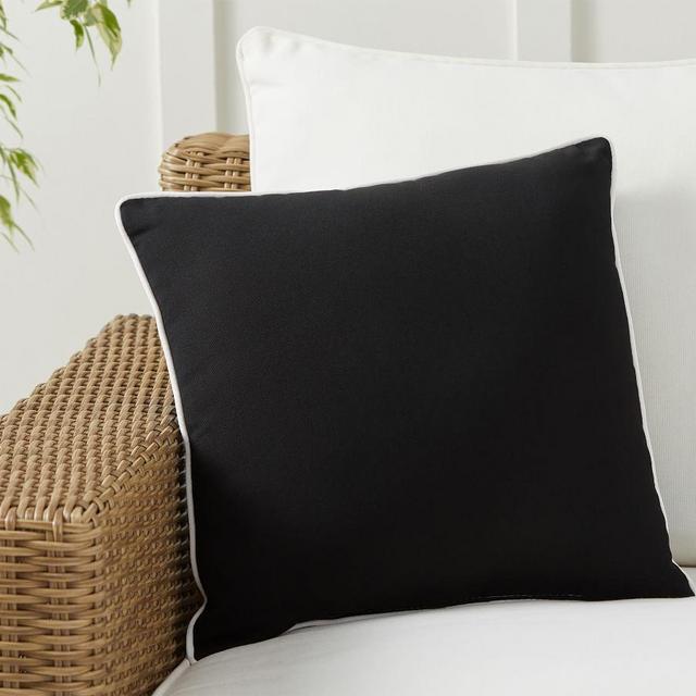 Sunbrella® Contrast Piped Solid Indoor/Outdoor Pillow, 18", Black