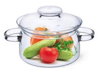 Simax Glassware Glass Pot | With Lid, Heat Resistant Handles, Doubles as Serving Dish, Made from Oven, Microwave, Stove and Dishwasher Safe Borosilicate Glass (1 Quart)