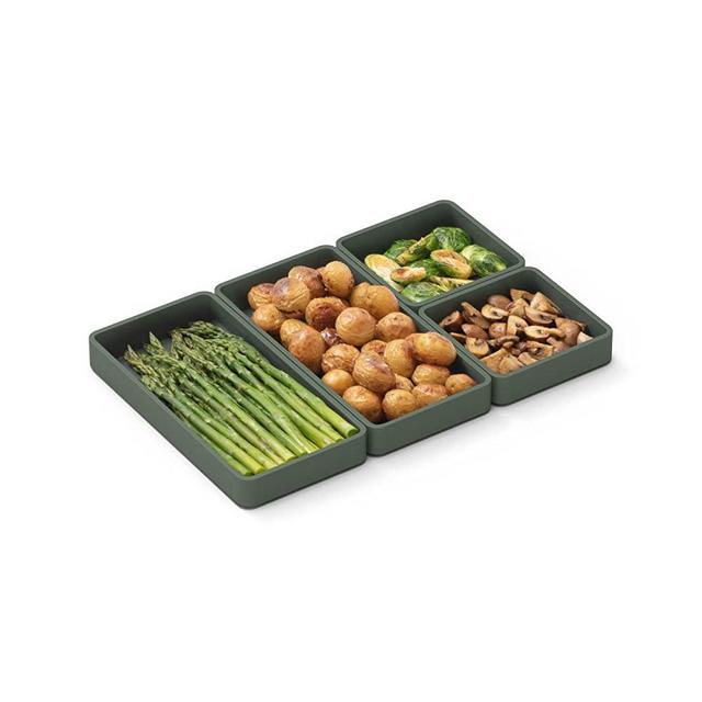 Cheat Sheets, The Original Modular Sheet Pan Dividers, Premium Bakeware, Non Stick Silicone, Sheet Pan Cooking Reimagined (4 Dividers, Olive Green)