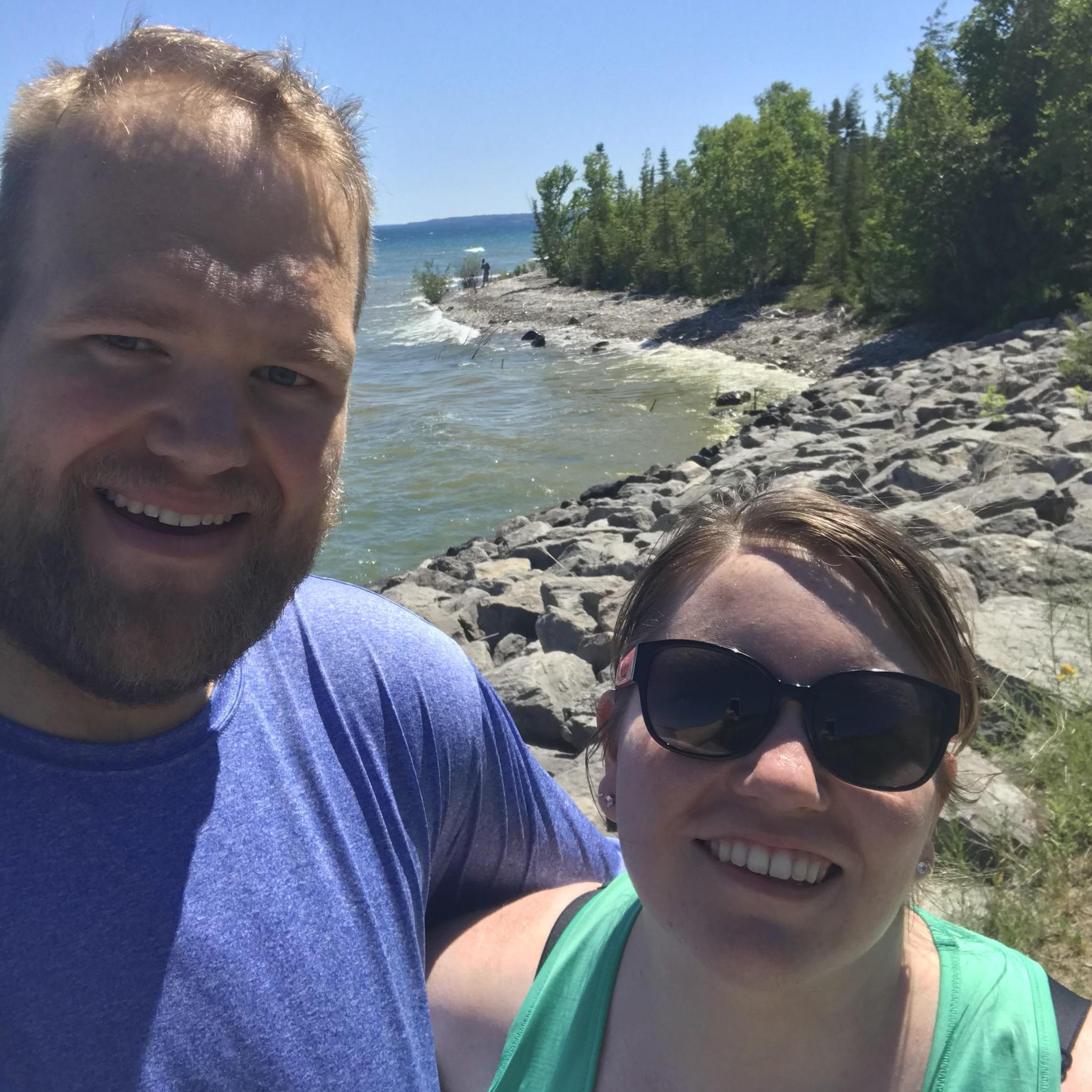 Biking 30 miles from Petosky to Charlevoix and back, July 2018. Lake Michigan in the background.