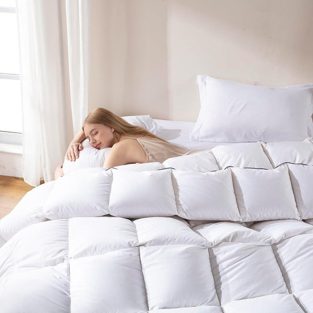 DOWNCOOL Oversized King Feather Down Fiber Comforter, Ultra Soft Fluffy Duvet Insert, All Season Luxurious Hotel Bedding Comforters with Corner Tabs, White 116"x98"