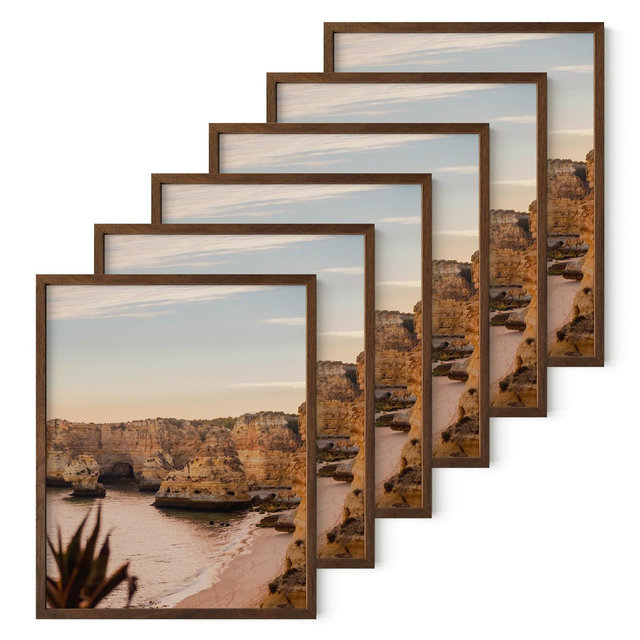 Haus and Hues Set of 6 Picture Frame with Plexiglass Cover, Walnut Oak, 8x10