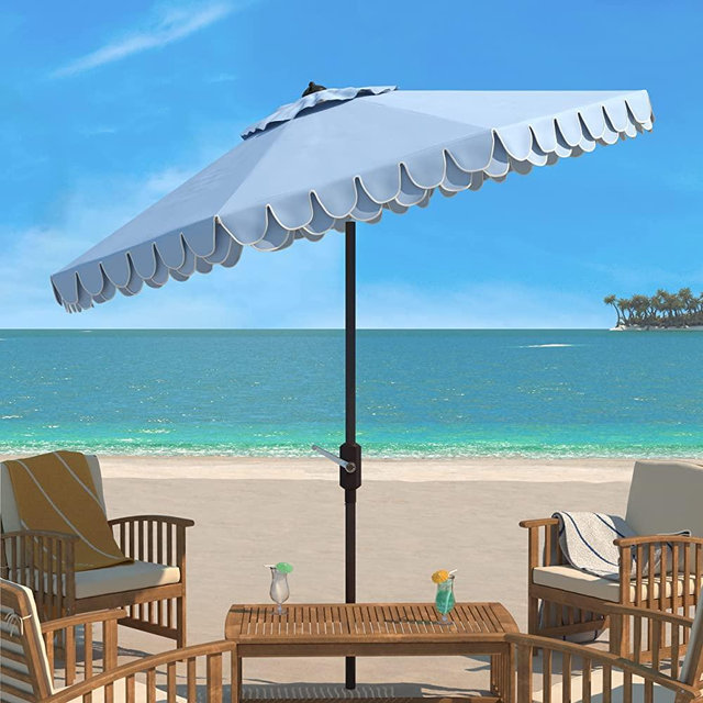 Safavieh PAT8006U Outdoor Collection PAT8006 Umbrella, Baby Blue/White