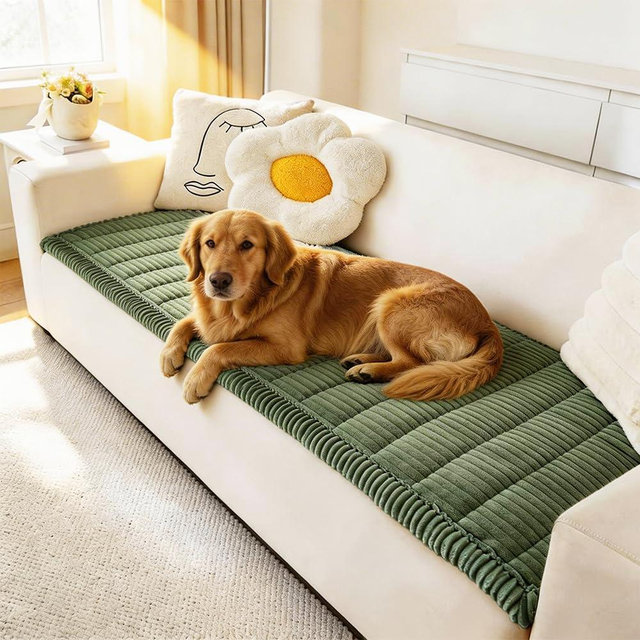 Awjcsv Couch Cover for Dogs Washable, Fuzzy Pet Couch Covers for 3 Cushion Sofa Pet Friendly, Non Slip Sofa Cover (Green, 27.6" x 82.7"/70 x 210cm)
