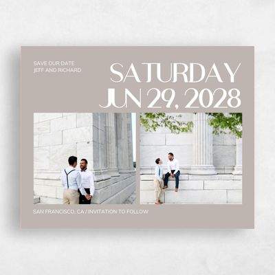 Beige Typography Wedding Save the Date - Millsboro Multiphoto