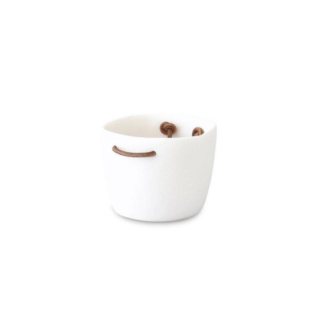 Ice Bucket in White with Leather Handles, from Tina Frey