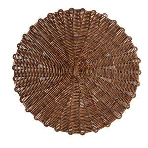 Round Brown Faux Rattan Wipe Off Placemat - World Market