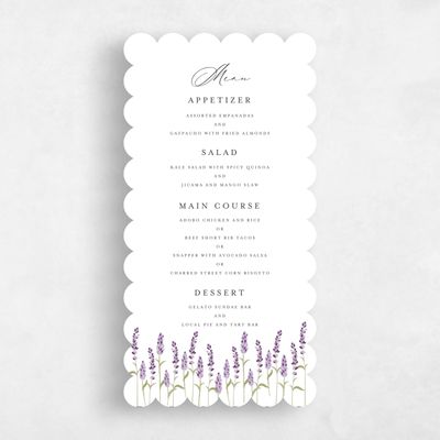 White Scalloped Wedding Menu - Marat