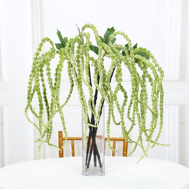 TABLECLOTHSFACTORY 2 Pack | 36” Green Amaranthus Artificial Flower Stem with Ivy Leaves for Centerpieces Wedding Decoration