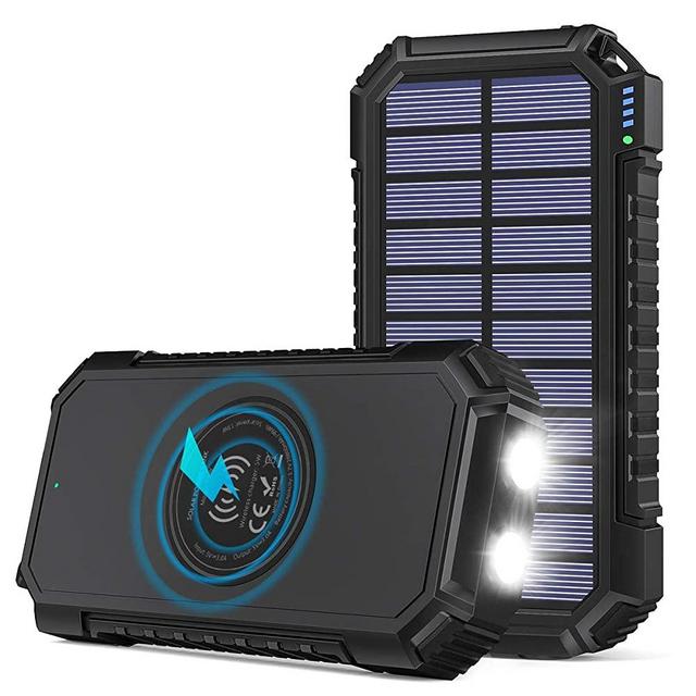 Solar Power Bank 26800mAh, Riapow Wireless Portable Charger Fast Charge 3.0A Solar Charger External Battery with 4 Outputs & LED Flashlight Phone Chargers for Phone, Tablet and Camping Outdoors
