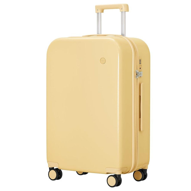 mixi Luggage Suitcase with Spinner Wheels, Hardside Rolling Suitcase PC with Cover & TSA Lock Lightweight Travel Case 26in Checked in, Lark Yellow
