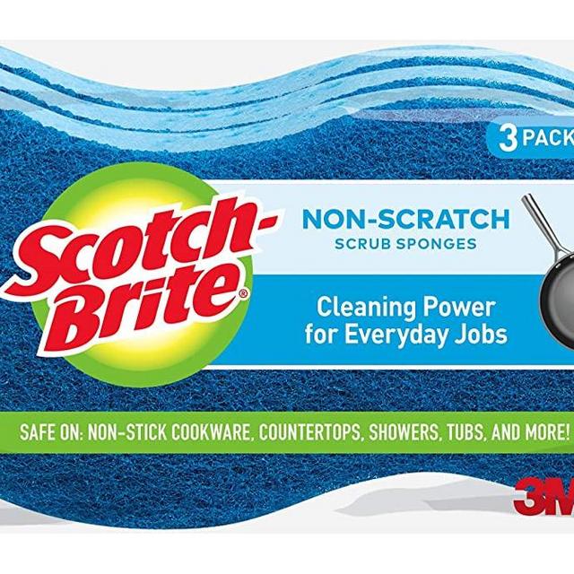 Scotch-Brite Non-Scratch Scrub Sponge, Cleaning Power for Everyday Jobs, 3 Scrub Sponges