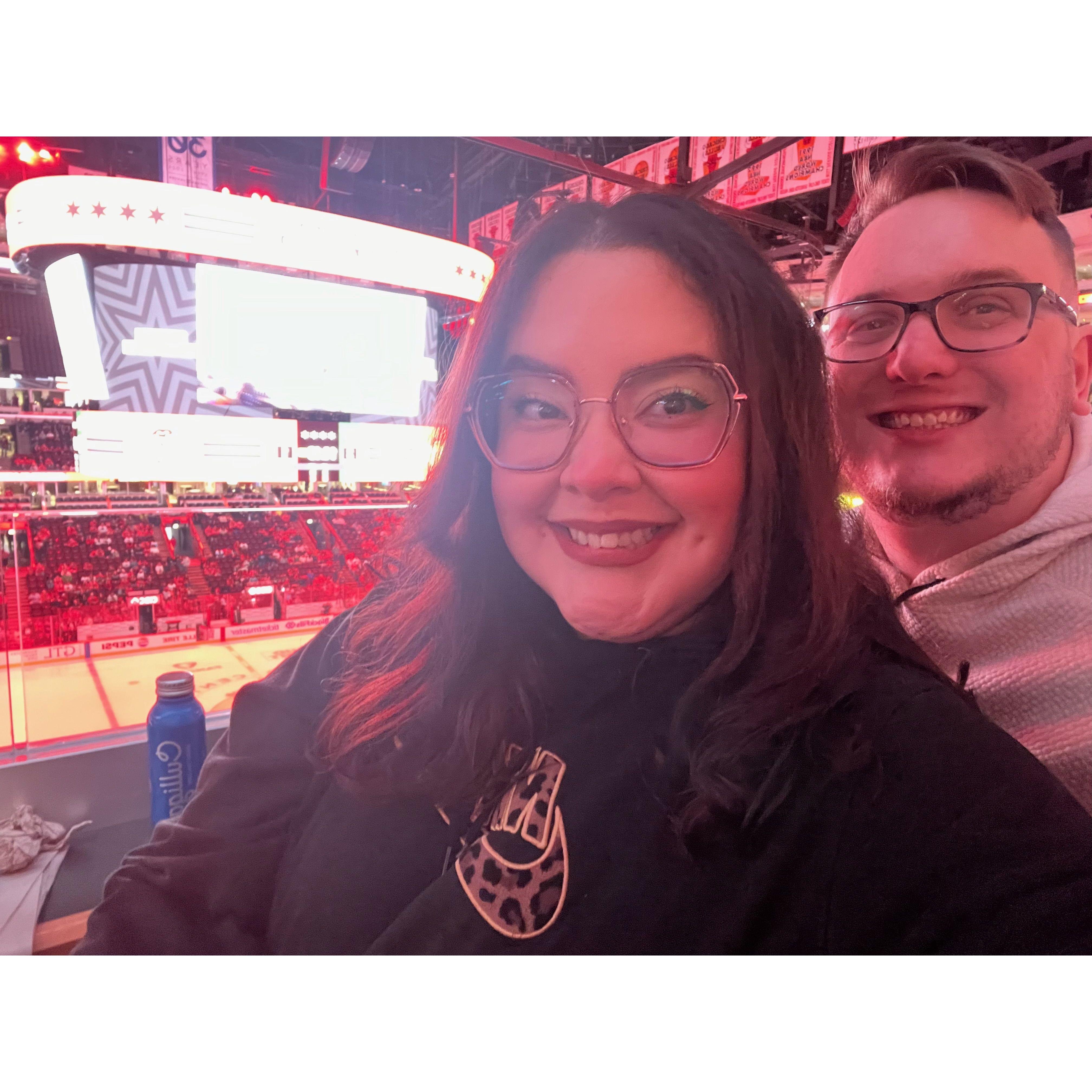 Us at a Blackhawks game