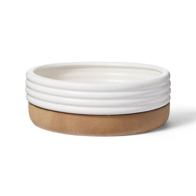 4.5" x 12" Ribbed Ceramic Stoneware Planter White/Natural - Hilton Carter for Target