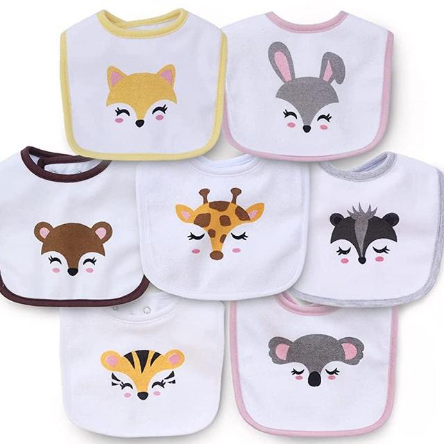 Waterproof Terry cloth Baby bibs with Snaps for newborn girl boy, drool and teething for baby