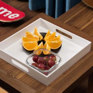 Sturdy Acrylic Serving Tray 12x12 Inch - Glossy White