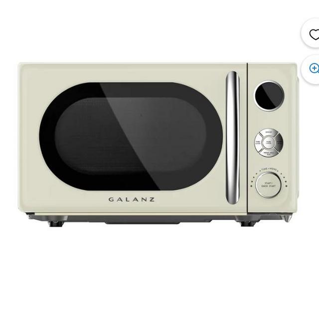 Galanz 0.7 Cu ft Retro Countertop Microwave Oven, 700 Watts, Cream, New