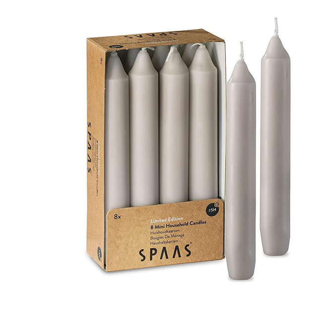 SPAAS Straight Beige Candle Sticks - Pack of 8 6" Long Candles | 5 Hour Long Burning Unscented Candles for Emergency Candles, Chime Candles, Table Candles for Wedding, and Home Decoration
