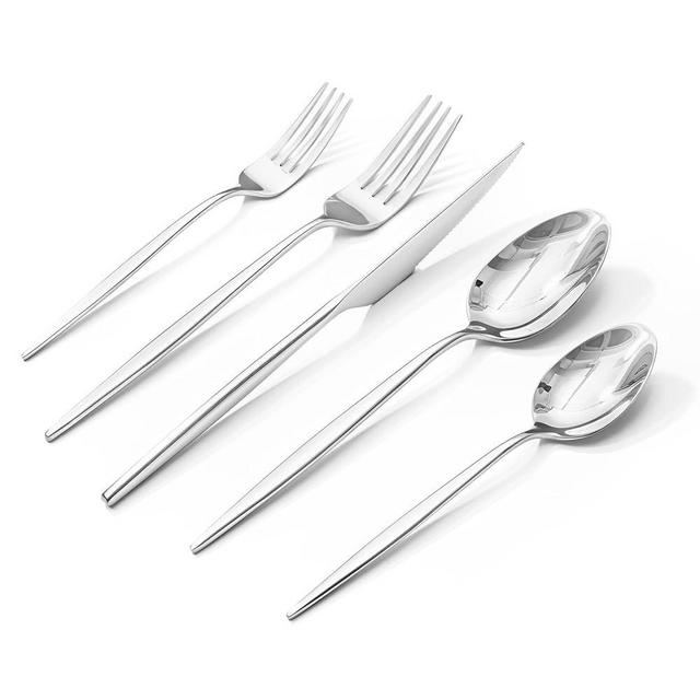 KINGSTONE Silverware Set, 30-Piece Flatware Set Cutlery Set Premium 18/10 Stainless Steel, Tableware Include Forks Knives Spoons for Home Kitchen Restaurant Wedding, Dishwasher Safe