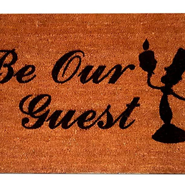 Beauty and The Beast Lumiere Be Our Guest Welcome Laser Engraved Coir Fiber Doormat 30” x 18”