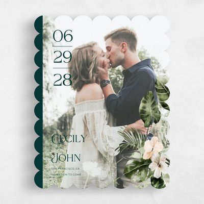 Green Scalloped Wedding Save the Date - Katmai Photo
