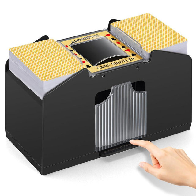 YUCEEN Automatic Card Shuffler 1/2/4/6 Decks,Battery Operated Electric Playing Card Shuffler for UNO,Casino Card Game,Poker,Phase 10,Blackjack,Texas Hold'em,Home Card Games