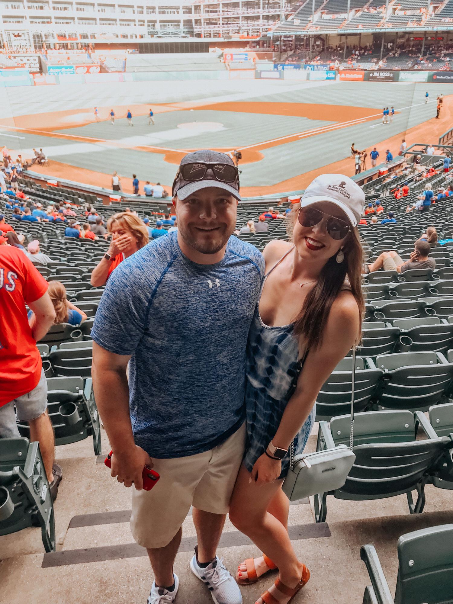 After moving to Texas in summer 2019, it took the couple exactly three days to find their way to a ballgame.