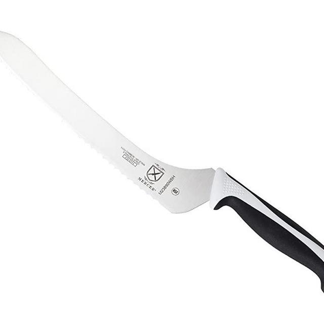 Mercer Culinary Millennia 9-Inch Offset Wavy Edge Bread Knife, White