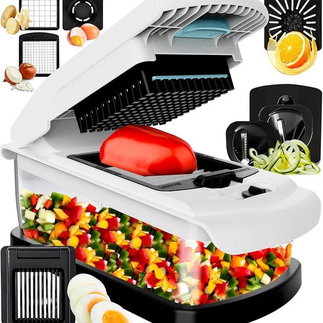 Fullstar Vegetable Chopper Large 1.5L Catch Tray, Veggie Chopper, Chopper Vegetable Cutter, Kitchen Gadgets - Onion Chopper, Food Chopper with Anti-Slip Bumper and Self Cleaning Feature (White)