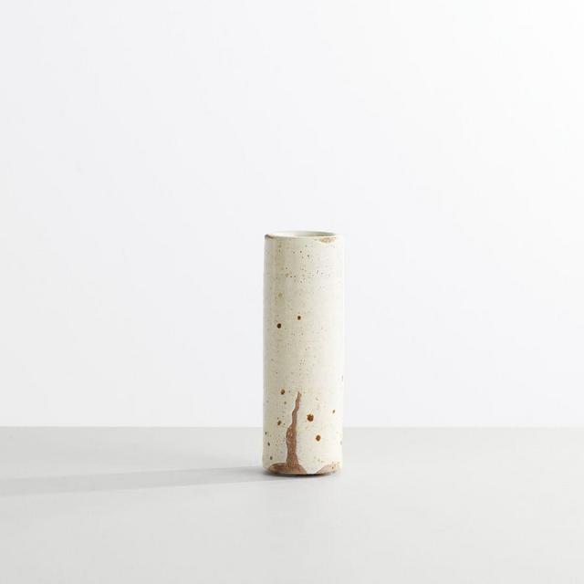 Terra Cotta Speckled Vase, White, Bud, 6"H