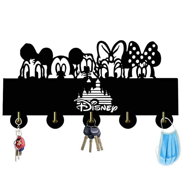 Mickey Mouse Disney Key Hooks,Door Hooks Self-Adhesive Key Holder for Wall Entryway, Kitchen,5 Hook Black Heavty Duty 6lb (MICKEY Mouse)