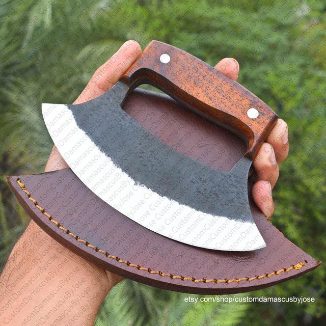 Handmade Ulu Knife with sheath | Alaskan Style knife | Kitchen Knife | Camping | Bush knife | Outdoors | Survival | Gift for MEN/BF/HIM