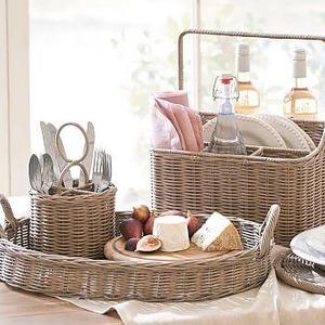 Willow Woven Flatware Caddy - Gray