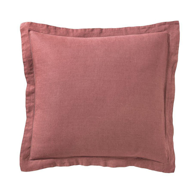 Belgian Flax Linen Sham, Rosewood, Euro, Set of 3