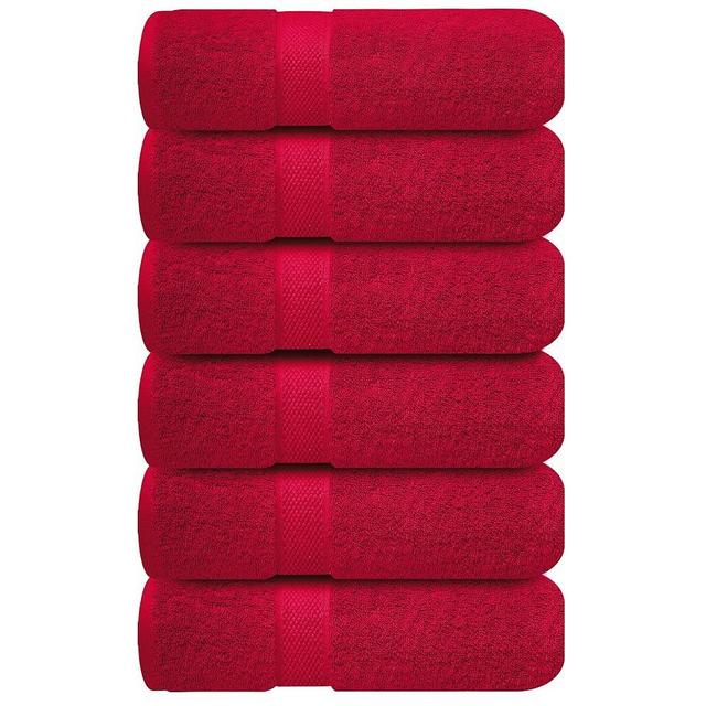Infinitee Xclusives Luxury 100% Ring-Spun Cotton Hand Towels for Bathroom Set of 6 (16x28 inches) - Soft, Absorbent & Quick-Drying Bath Towels for Bathroom, Gym, Spa & Hotel Use (Burgundy)