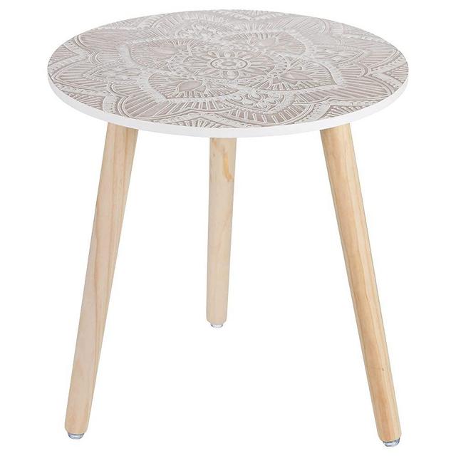Hanobe Small Round Side Table Decor End Tables Modern White Accent Bedside Coffee Tables for Living Room Small Spaces Bedroom Trays Decorative with 3 Wood Legs, Easy Assembly