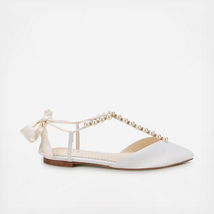 Bella Belle Shoes, Lulu Pearls And Crystal Bow Wedding Flats - Zola